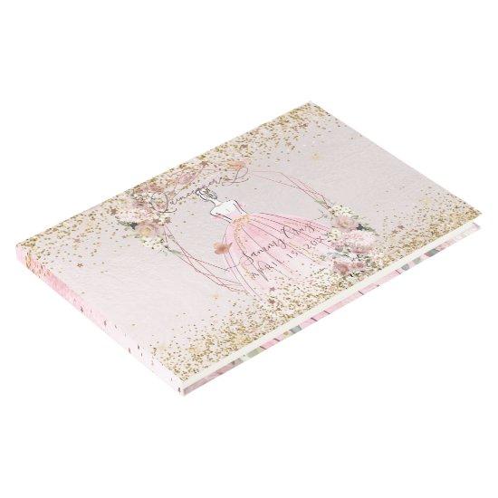 PixDezines Quinceanera Blush Pink Gold H2 Guest Book