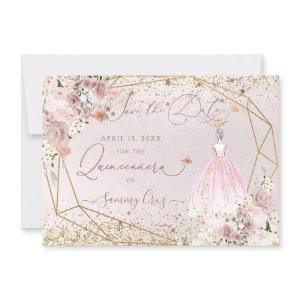 PixDezines Quinceanera Blush Pink Save the Date