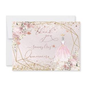 PixDezines Quinceanera Blush Pink Thank You Card