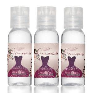 PixDezines Quinceanera Burgundy Glitter Gown Hand Sanitizer
