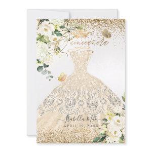 PixDezines Quinceanera Champagne Gold Glitter Gown