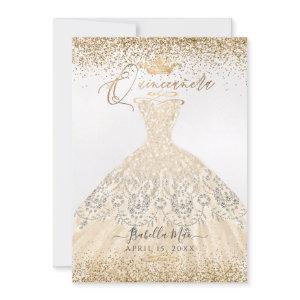 PixDezines Quinceanera Champagne Gold Glitter Gown