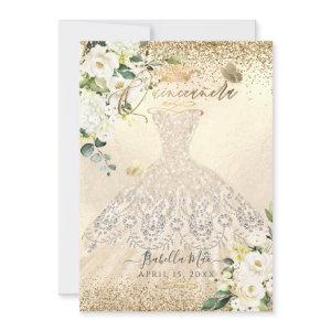 PixDezines Quinceanera Champagne Gold Glitter Gown