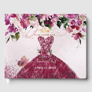 PixDezines Quinceanera Cherry Red Dress Guest Book