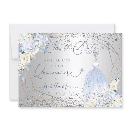 PixDezines Quinceanera Dusty Blue Dress Save Date