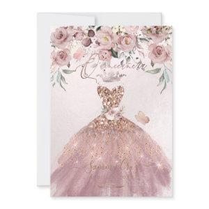 PixDezines Quinceanera Dusty Rose Glitter Gown