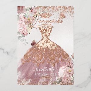 PixDezines Quinceanera Dusty Rose Gold Gown Foil