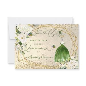 PixDezines Quinceanera Emerald Green Dress Card