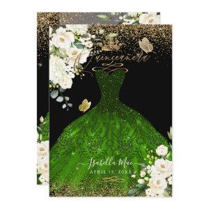 PixDezines Quinceanera Emerald Green Glitter Gown