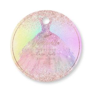 PixDezines Quinceanera Glitter Cotton Candy Gown Favor Tags
