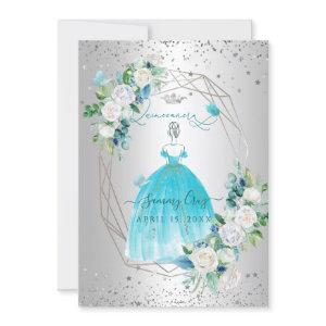 PixDezines Quinceanera H2 Flowers Aqua Blue Dress