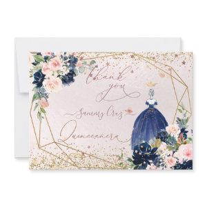 PixDezines Quinceanera Navy Blue Thank You Card