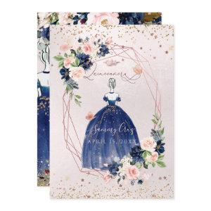PixDezines Quinceanera Navy Rose Gold H2 Flowers