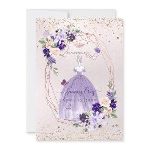 PixDezines Quinceanera Purple Rose Gold Flowers  I