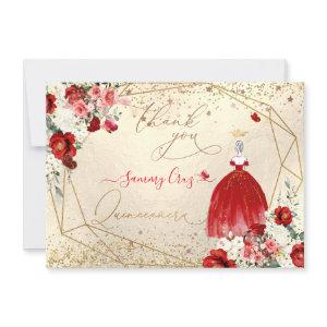 PixDezines Quinceanera Red Gown Thank You