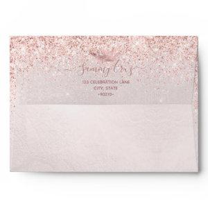 PixDezines Quinceanera Rose Gold Glitter Dress Envelope