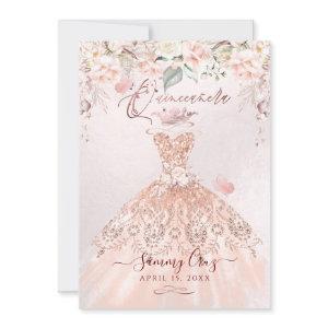 PixDezines Quinceanera Rose Gold Glitter Gown