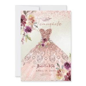 PixDezines Quinceanera Rose Gold Glitter Gown