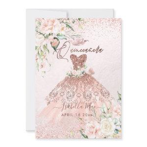 PixDezines Quinceanera Rose Gold Glitter Gown