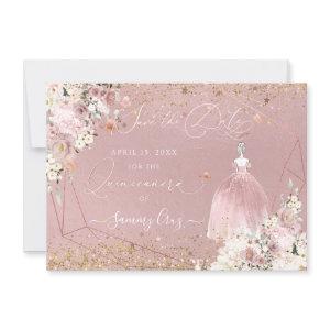 PixDezines Quinceanera Rose Gold Save the Date