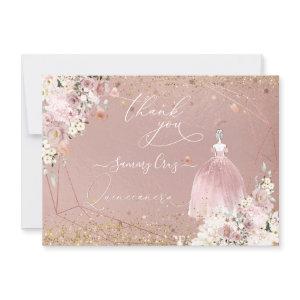 PixDezines Quinceanera Rose Gold Thank You Card