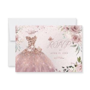 PixDezines Quinceanera RSVP Dusty Rose Gown