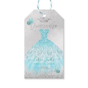 PixDezines Quinceanera Sparkle Blue Ombre Gown Gift Tags