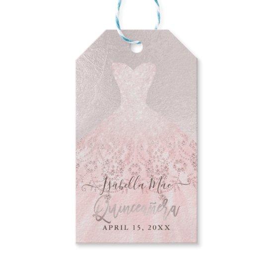 PixDezines Quinceanera Sparkle Gown, Blush Gift Tags