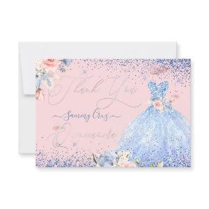 PixDezines Quinceanera Thank You Dusty Blue Gown