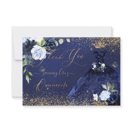 PixDezines Quinceanera Thank You Navy Blue Gold