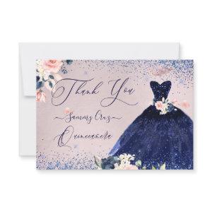 PixDezines Quinceanera Thank You Navy Blue Gown
