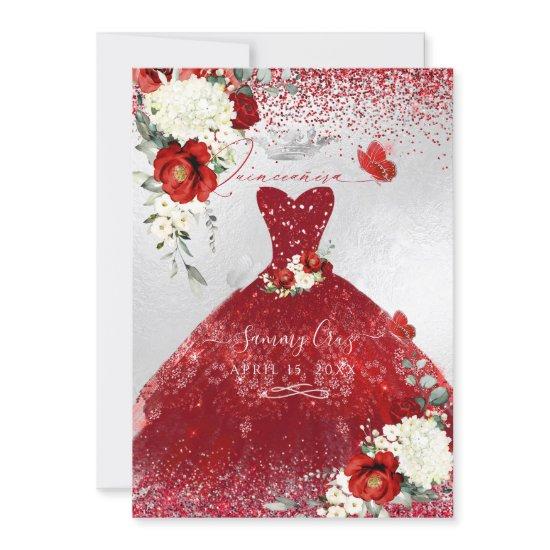 PixDezines Red Roses Quinceanera Dress