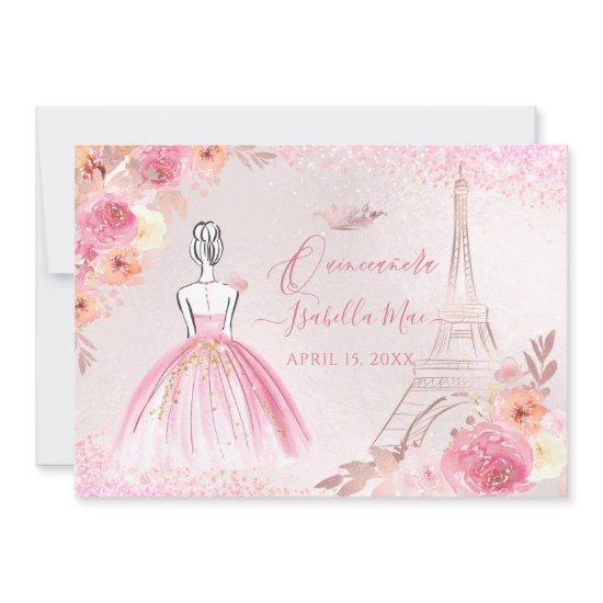 PixDezines Rose Gold Eiffel Tower Quinceanera