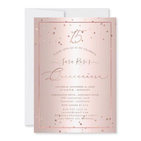 PixDezines Rose Gold Stars Quinceanera