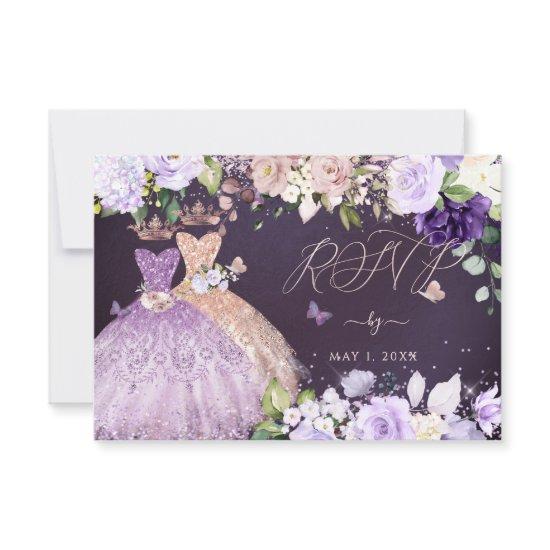 PixDezines RSVP Twins Quinceanera Rose Gold Lilac