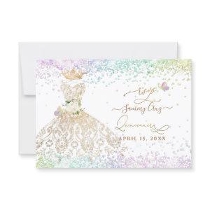 PixDezines RSVP White Gold Quince Dress