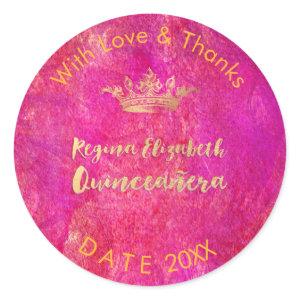 PixDezines Sweet 15/Gold Crown/DIY Thank You Classic Round Sticker