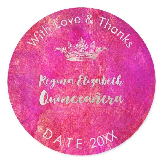 PixDezines Sweet 15/Silver Crown/DIY Thank You Classic Round Sticker