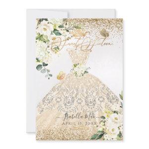 PixDezines Sweet 16 Champagne Gold Glitter Gown