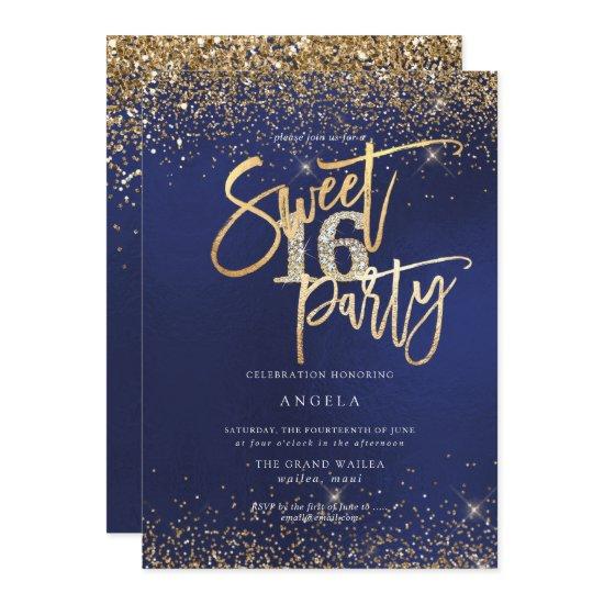 PixDezines Sweet 16 Diamond Glitters Navy Blue