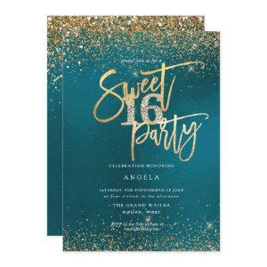 PixDezines Sweet 16 Diamond Gold Glitters Teal