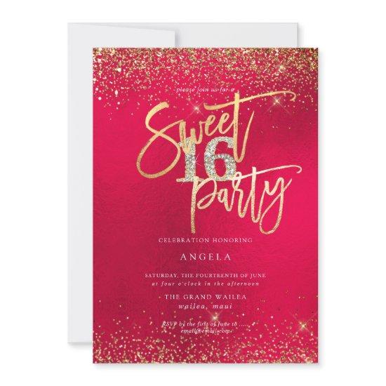 PixDezines Sweet 16 Diamond Red Gold Glitter