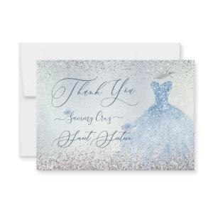 PixDezines Sweet 16 Dusty Blue Dress Thank You Card