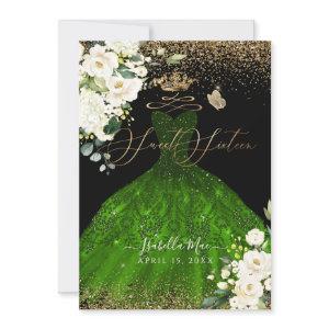 PixDezines Sweet Sixteen Green Glitter Gown