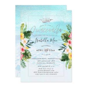 PixDezines Tropical Flowers+Beach Quinceanera