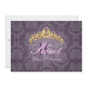 Plum Damask Sweet 16/ tiara/amethyst