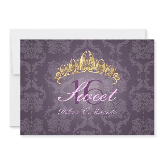 Plum Damask Sweet 16/ tiara/amethyst