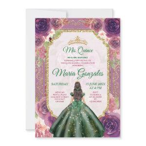 Plum Floral Girl Charra Mis Quince Emerald Green