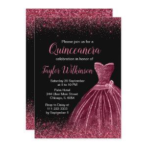 Plum Purple Dress Faux Glitter Quinceanera