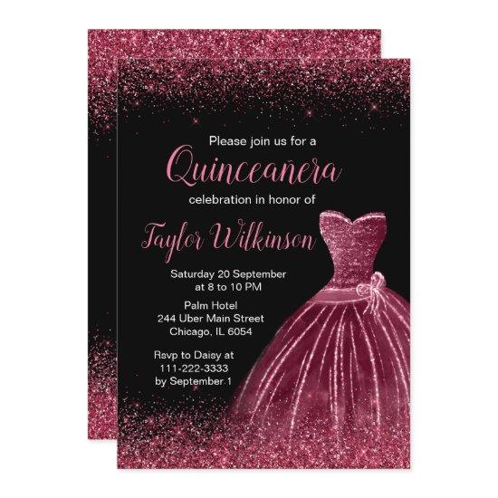 Plum Purple Dress Faux Glitter Quinceanera